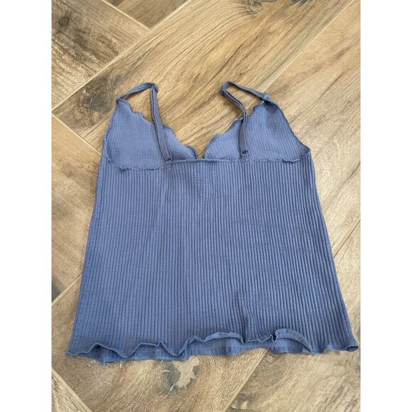Out from Under by Urban Outfitters Bundle (2) Blue/Cream Cropped tank Tops. XS/S - Picture 6 of 7
